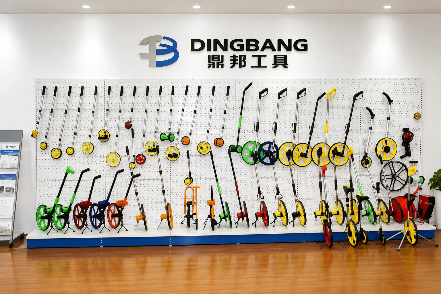 Measuring wheel sample room displaying the product range at Dingbang Tools